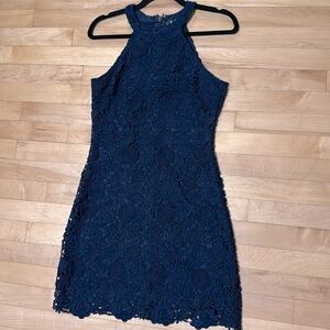 Lulu's Navy Floral Lace Mini Dress